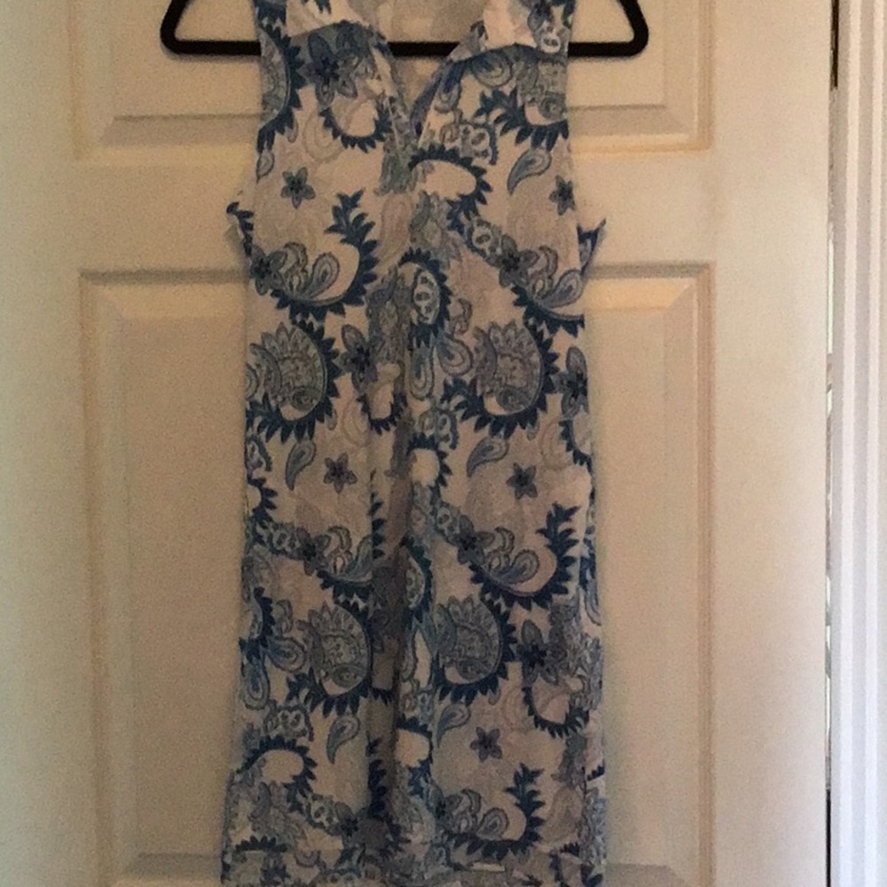 Gottex Floral Blue and White Sleeveless Dress NWOT